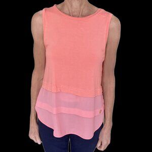 Michael Kors Women's Sleeveless Tiered Hem Tunic Top Peach, Size S